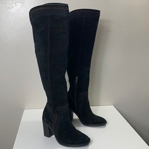 Vince Camuto black leather / suede boots size 6.5